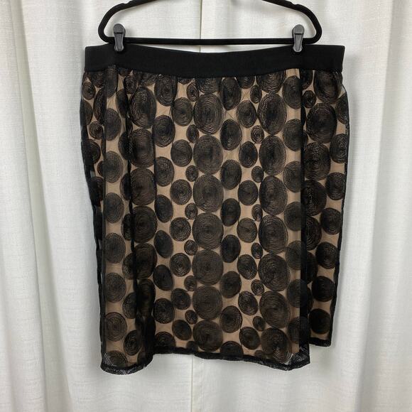 Lane Bryant Black Mesh Circle Print Midi Skirt Sz.26/28 NWT - Picture 1 of 7